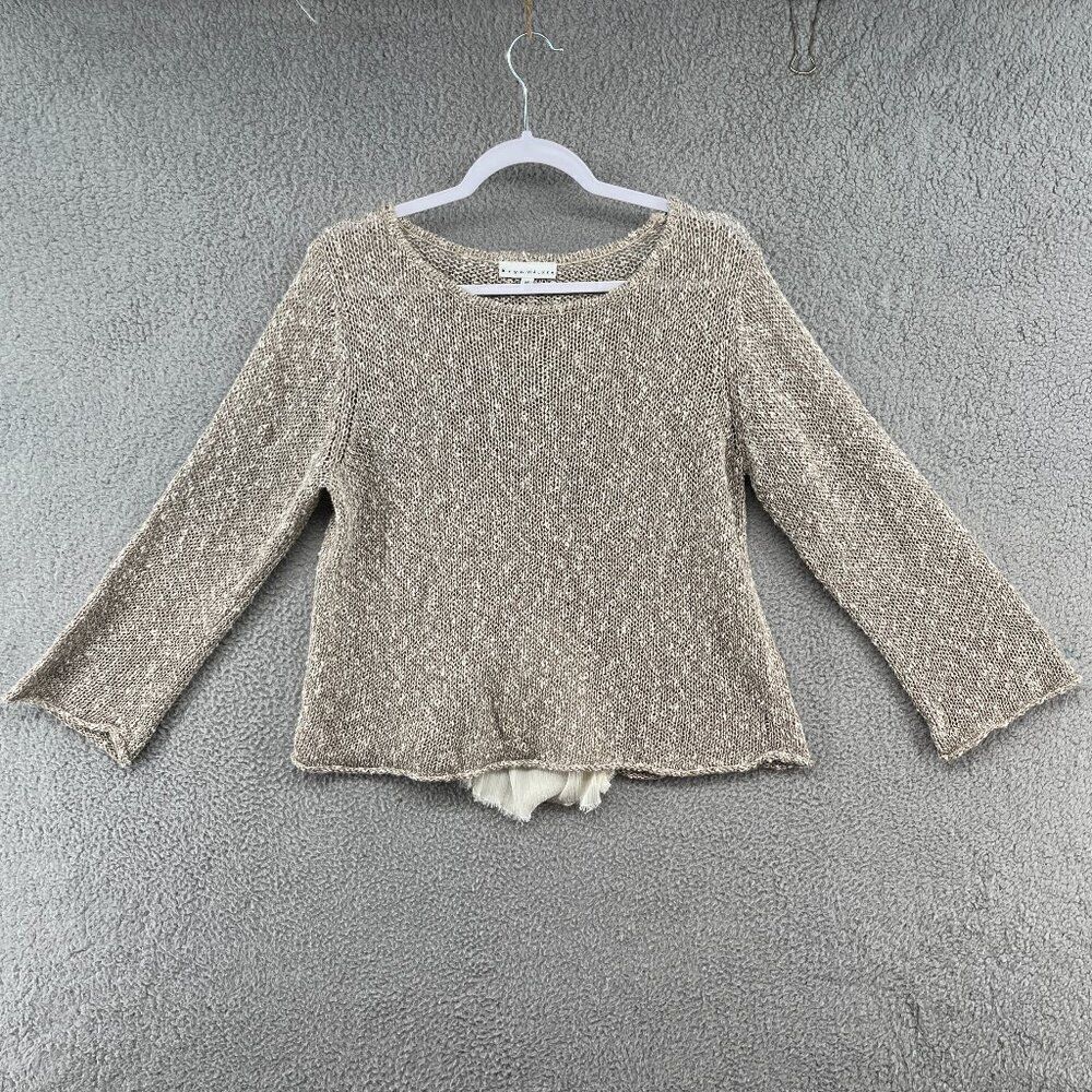 bryn Walker Neutral Taupe Scoop Neck Knit Top
